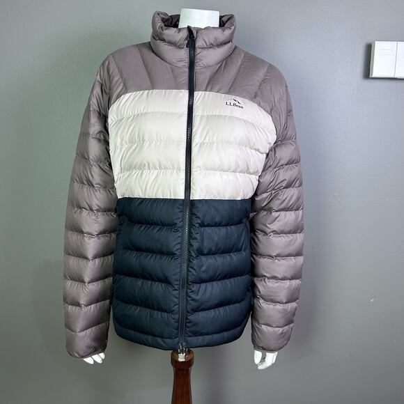 L.L. Bean Coat Jacket Women's Large Downtek puffer black tan ski gorpcore - Picture 3 of 13
